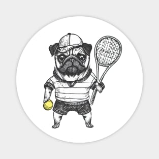 Tennis Pug Magnet